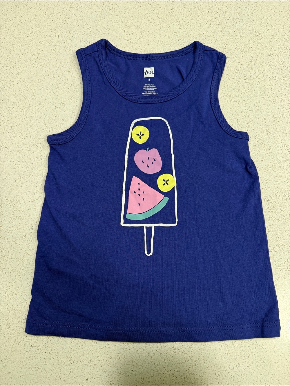 Tea Collection Royal Blue Tank with Pink & Yellow Fruit Popsicle